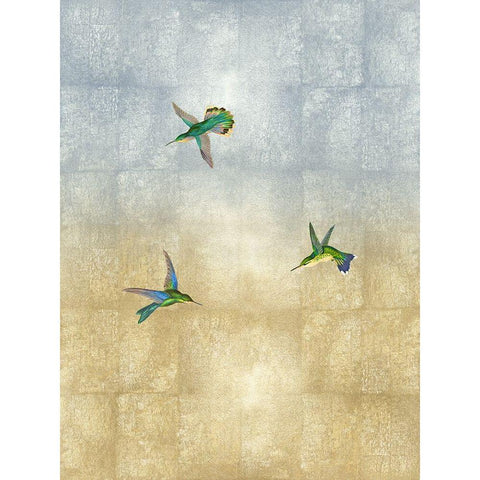 Hummingbirds in Flight I Gold Ornate Wood Framed Art Print with Double Matting by Blake, Madeline