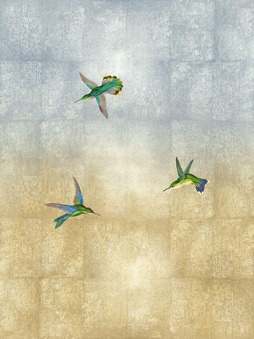 Hummingbirds in Flight I Black Ornate Wood Framed Art Print with Double Matting by Blake, Madeline
