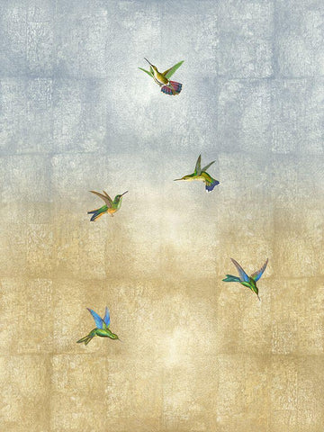 Hummingbirds in Flight II White Modern Wood Framed Art Print with Double Matting by Blake, Madeline