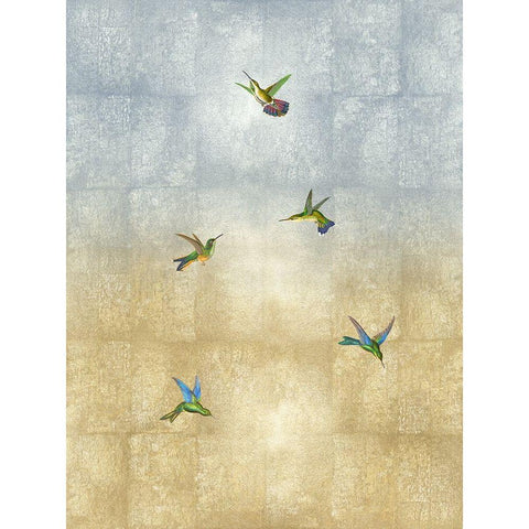 Hummingbirds in Flight II Gold Ornate Wood Framed Art Print with Double Matting by Blake, Madeline