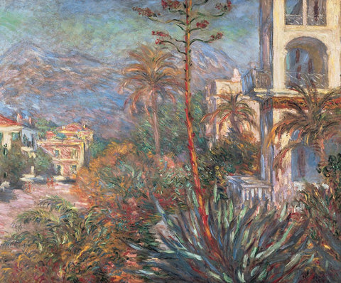 Les Villas a Bordighera White Modern Wood Framed Art Print with Double Matting by Monet, Claude