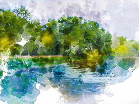 River Run IV White Modern Wood Framed Art Print with Double Matting by Young, Chamira