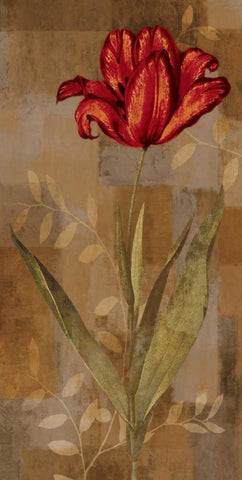Red Impression I White Modern Wood Framed Art Print with Double Matting by Lange, Erin