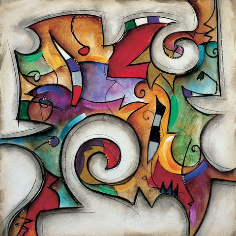 Swirl I Black Modern Wood Framed Art Print with Double Matting by Waugh, Eric