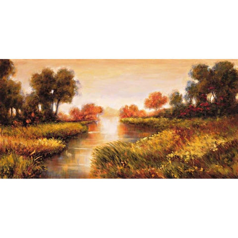 Pond at Daybreak Gold Ornate Wood Framed Art Print with Double Matting by Leonard, Jeffrey