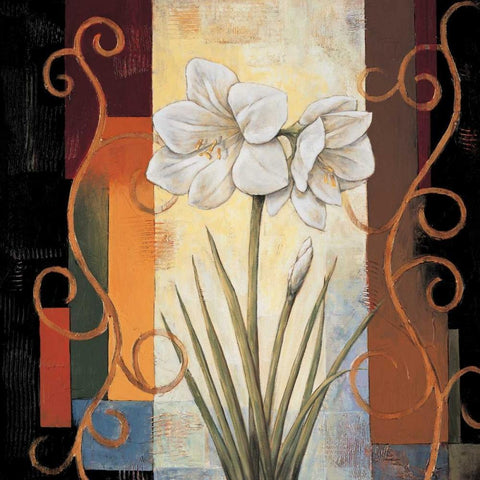 Amaryllis Gold Ornate Wood Framed Art Print with Double Matting by Deveraux, Jill