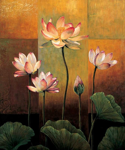 Lotus Black Ornate Wood Framed Art Print with Double Matting by Deveraux, Jill