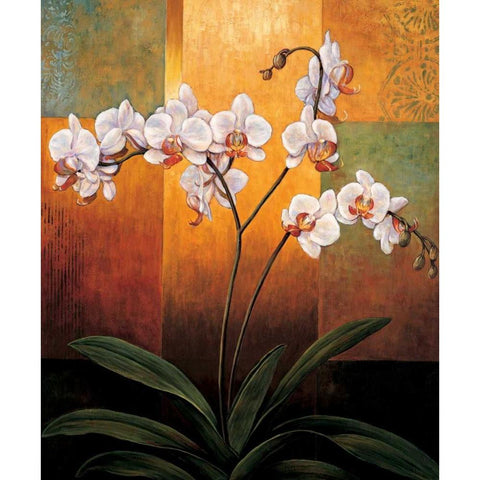 Orchids Gold Ornate Wood Framed Art Print with Double Matting by Deveraux, Jill