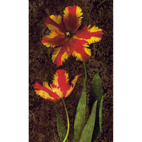 Decorative Tulips II Gold Ornate Wood Framed Art Print with Double Matting by Seba, John