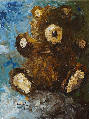 Teddy Bear Black Ornate Wood Framed Art Print with Double Matting by Foster, Joseph Marshal