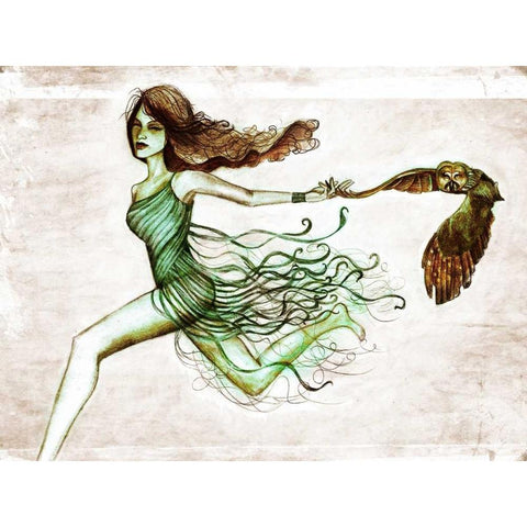 Owl III Gold Ornate Wood Framed Art Print with Double Matting by Goddess, Jami