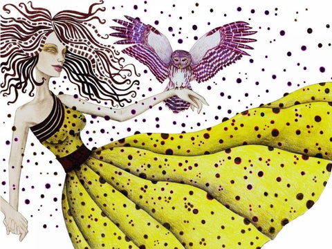 Owl II White Modern Wood Framed Art Print with Double Matting by Goddess, Jami