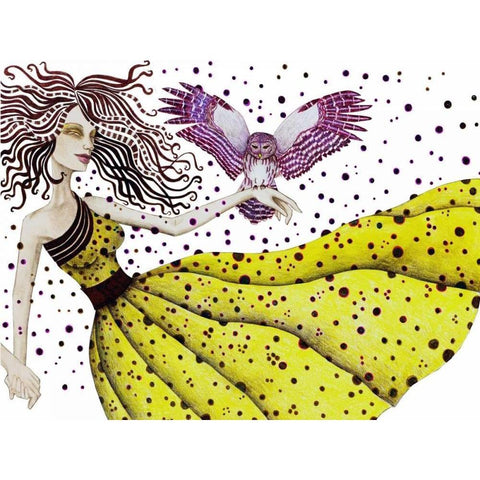 Owl II Gold Ornate Wood Framed Art Print with Double Matting by Goddess, Jami