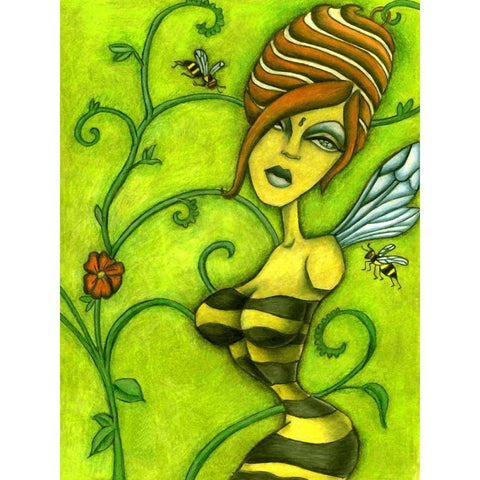 Queen Bee Gold Ornate Wood Framed Art Print with Double Matting by Goddess, Jami