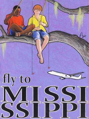 Fly to Mississippi Black Ornate Wood Framed Art Print with Double Matting by Got, Jean Pierre