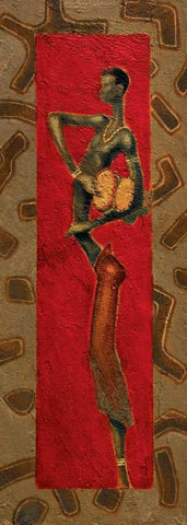 African Drummer I Black Ornate Wood Framed Art Print with Double Matting by Kamba