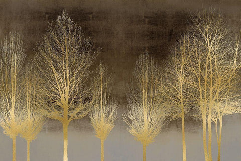 Gold Forest on Brown Black Ornate Wood Framed Art Print with Double Matting by Bennett, Kate