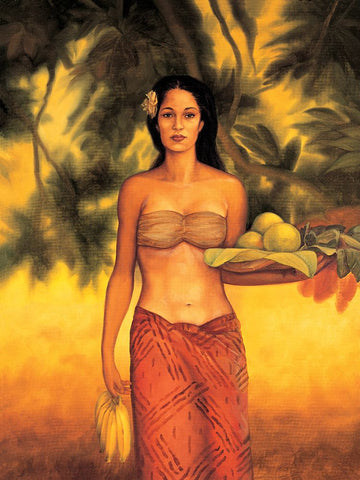 Island Woman I White Modern Wood Framed Art Print with Double Matting by Arellano, Migdalia