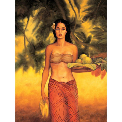 Island Woman I Gold Ornate Wood Framed Art Print with Double Matting by Arellano, Migdalia