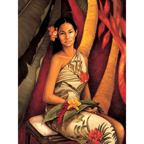 Island Woman II Gold Ornate Wood Framed Art Print with Double Matting by Arellano, Migdalia