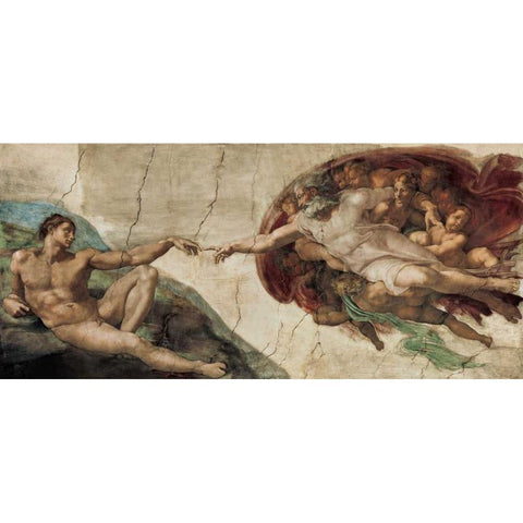 Creazione di Adamo White Modern Wood Framed Art Print by Michelangelo