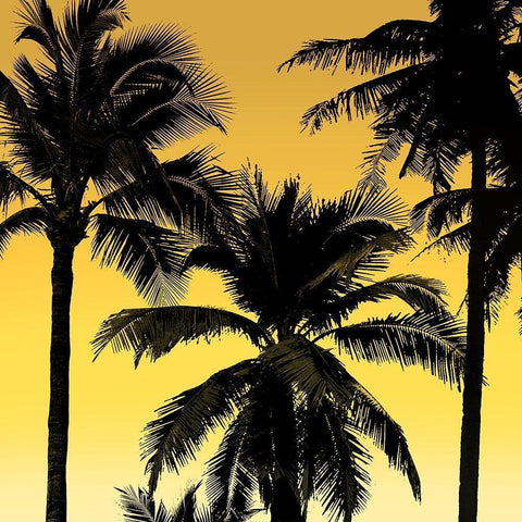Palms Black on Yellow II Gold Ornate Wood Framed Art Print with Double Matting by Jensen, Mia