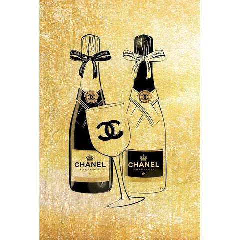 Champagne II Black Modern Wood Framed Art Print by Pavlova, Martina