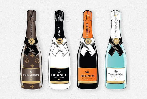 Champagne VI Black Ornate Wood Framed Art Print with Double Matting by Pavlova, Martina