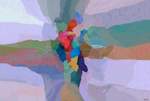 Cascading hues II White Modern Wood Framed Art Print with Double Matting by Tienhaara, Michael