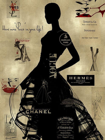 High Fashion on Gold III Black Ornate Wood Framed Art Print with Double Matting by Pearson, Amanda