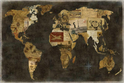 Faraway Places Black Ornate Wood Framed Art Print with Double Matting by Brennan, Russell