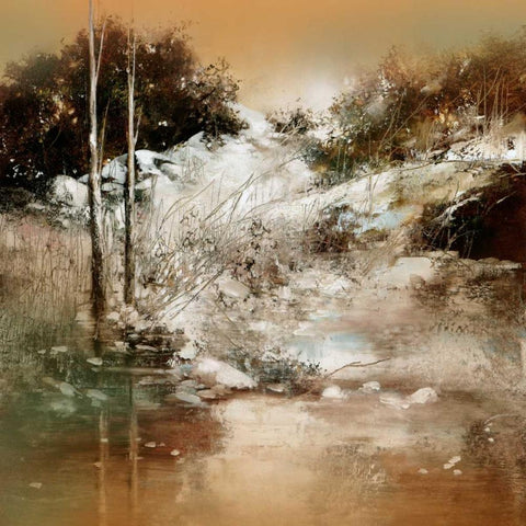 Warm Winter Gold Ornate Wood Framed Art Print with Double Matting by Di Scenza, Ron