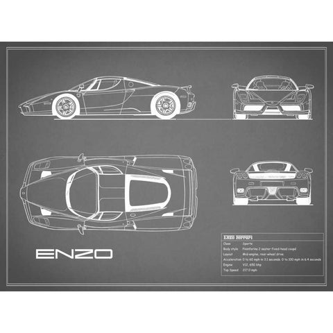 Ferrari Enzo-Grey White Modern Wood Framed Art Print by Rogan, Mark