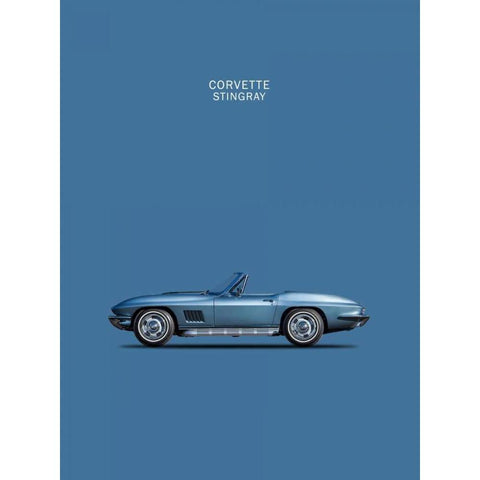 Corvette Stingray 1967 Blue Gold Ornate Wood Framed Art Print with Double Matting by Rogan, Mark
