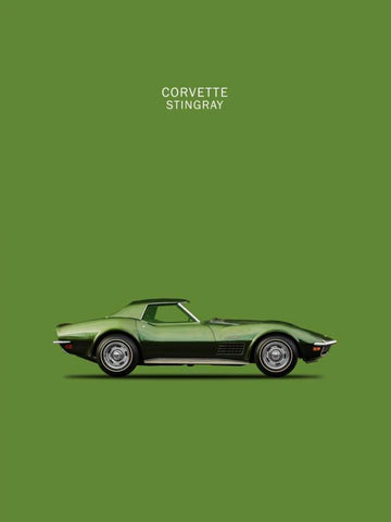 Corvette Stingray 1970 Green White Modern Wood Framed Art Print with Double Matting by Rogan, Mark