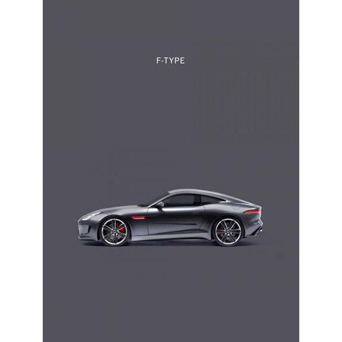 Jaguar F-Type Grey Gold Ornate Wood Framed Art Print with Double Matting by Rogan, Mark