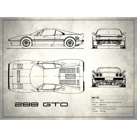 Ferrari 288-GTO White Gold Ornate Wood Framed Art Print with Double Matting by Rogan, Mark