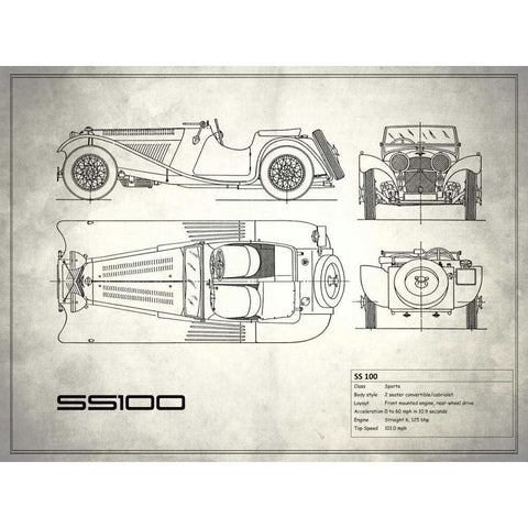 Jaguar SS1 White White Modern Wood Framed Art Print by Rogan, Mark