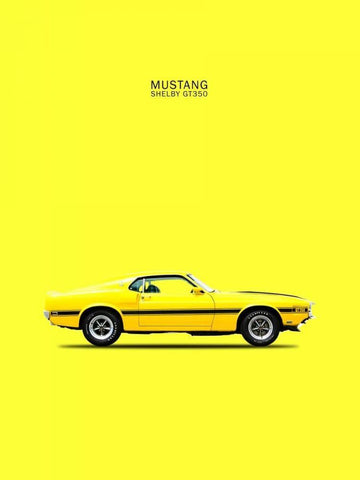 Mustang Shelby GT350 69 Yellow White Modern Wood Framed Art Print with Double Matting by Rogan, Mark