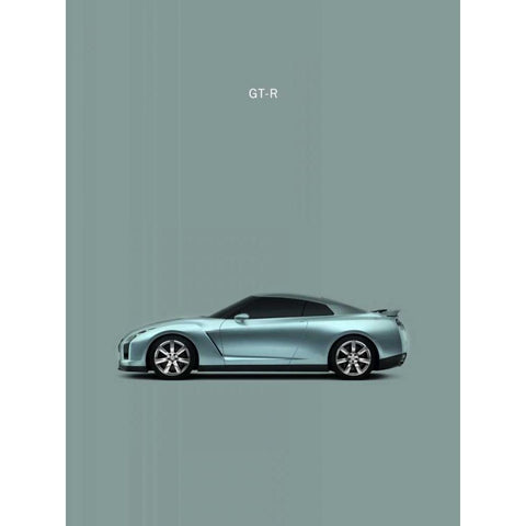 Nissan GT-R Black Modern Wood Framed Art Print with Double Matting by Rogan, Mark