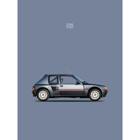 Peugeot 205 Turbo 1984 White Modern Wood Framed Art Print by Rogan, Mark