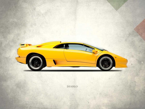 Lamborghini Diablo 1988 White Modern Wood Framed Art Print with Double Matting by Rogan, Mark