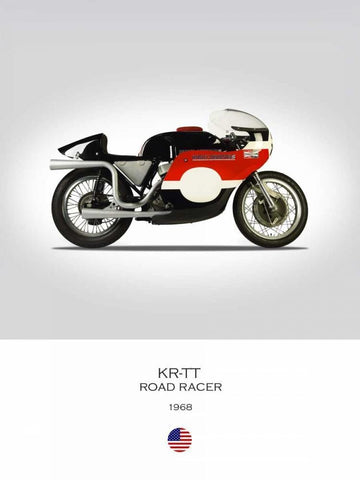 HD KR TT Road Racer 1968 White Modern Wood Framed Art Print with Double Matting by Rogan, Mark