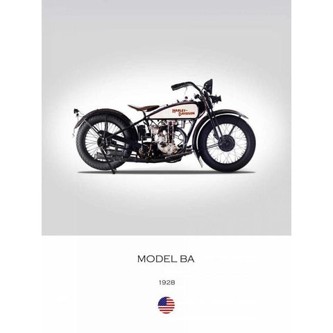 Harley Davidson Model BA 1928 Gold Ornate Wood Framed Art Print with Double Matting by Rogan, Mark