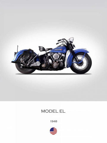 Harley Davidson Model EL 1948 Black Ornate Wood Framed Art Print with Double Matting by Rogan, Mark