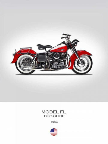 Harley Davidson Model FL Duo G White Modern Wood Framed Art Print with Double Matting by Rogan, Mark