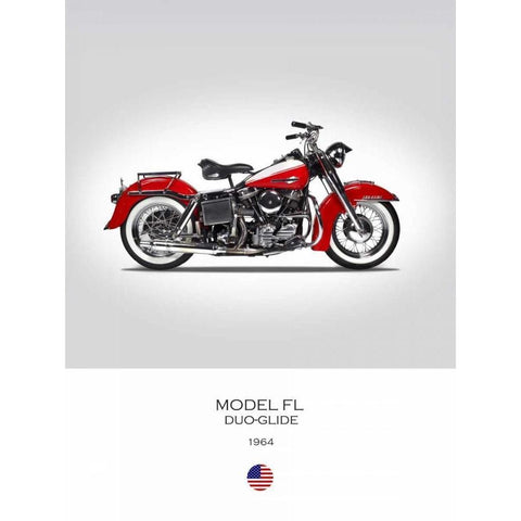 Harley Davidson Model FL Duo G Black Modern Wood Framed Art Print with Double Matting by Rogan, Mark