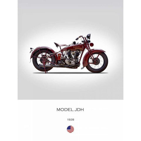 Harley Davidson Model JDH 1928 White Modern Wood Framed Art Print by Rogan, Mark