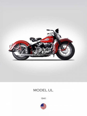 Harley Davidson Model UL 1941 White Modern Wood Framed Art Print with Double Matting by Rogan, Mark
