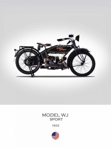Harley Davidson Model WJ Sport Black Ornate Wood Framed Art Print with Double Matting by Rogan, Mark